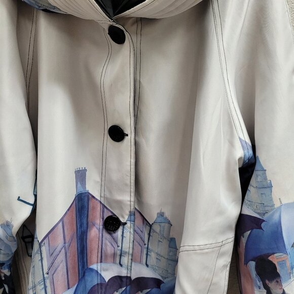 NWT's Gorgeous Oopera Paris Art Design Reversible Raincoat Plus Size 2X - Picture 2 of 11